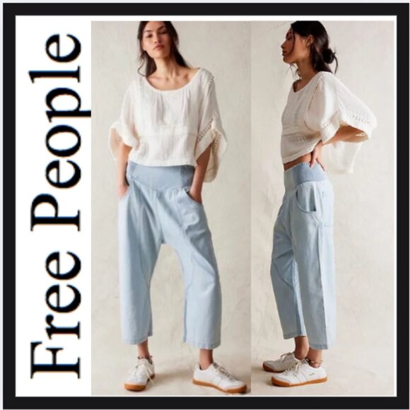 Free People We the Free Lunan Pull On Harem Cotton Pant - Picture 1 of 7